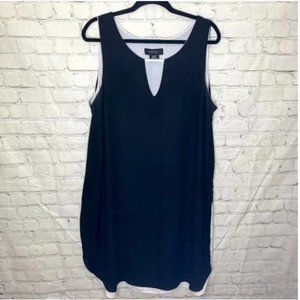 Michel Studio black tunic dress white under layer